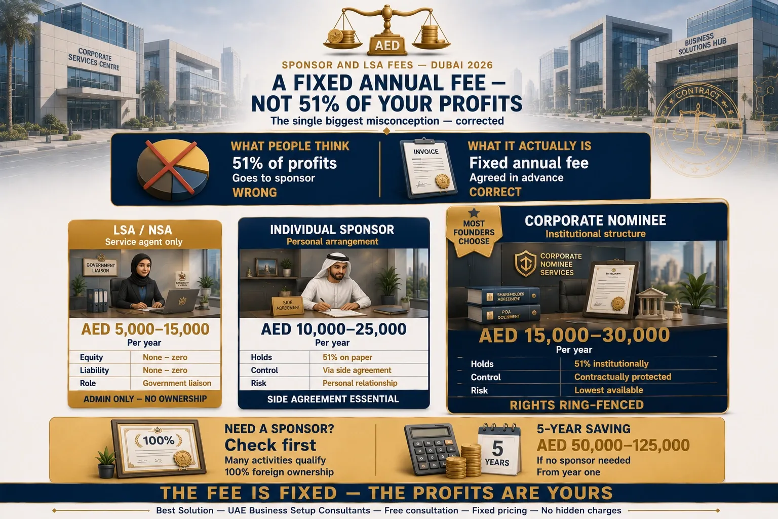 local sponsor and LSA fees in Dubai per year