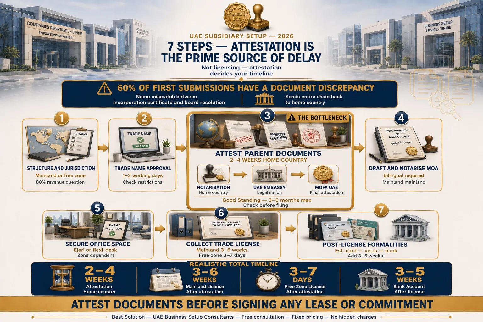 UAE subsidiary setup steps and document attestation
