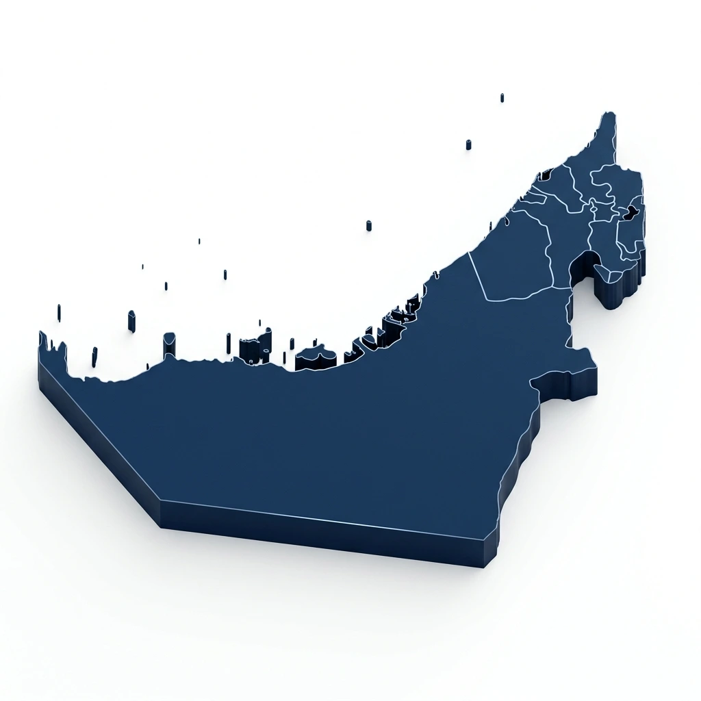 UAE 3D Navy Map with Boundaries